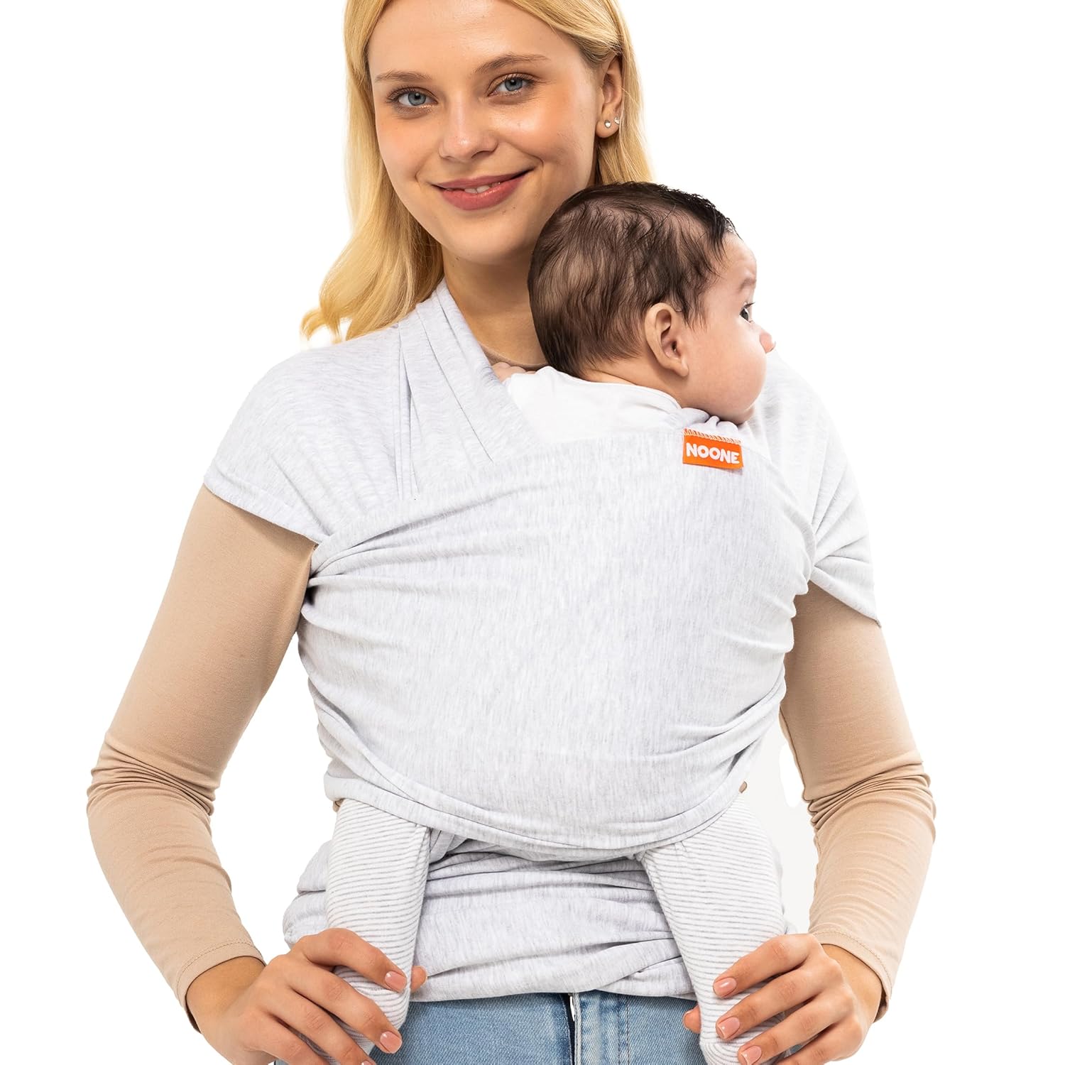 Noone Wrap Sling - Esnek Bebek Taşıma Şalı - Yenidoğan Bebeklerin İhtiyacı Olan Ten Teması ve M Pozisyonu için ideal (Gri)