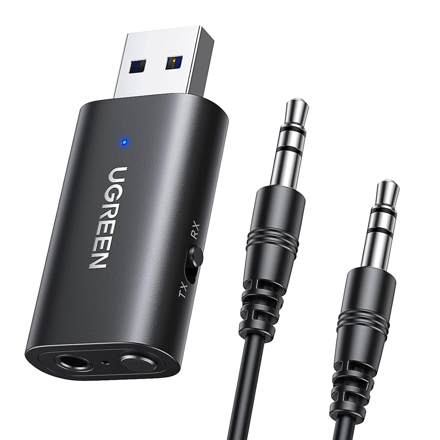 UGREEN 5.1 Bluetooth Adaptörü 2'si 1 Arada Bluetooth Verici ve 3.5mm Ses Kablolu Alıcı 1M.
