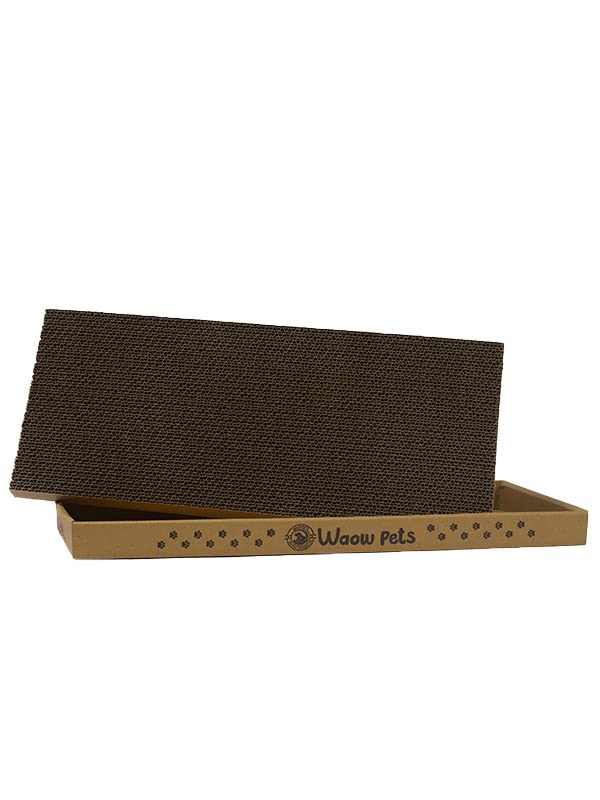 Waowpets Kedi Tırmalama Kartonu - Çift Yönlü Tırmalama Pedi, Oluklu Yatağı, Kedi Otu Hediyeli