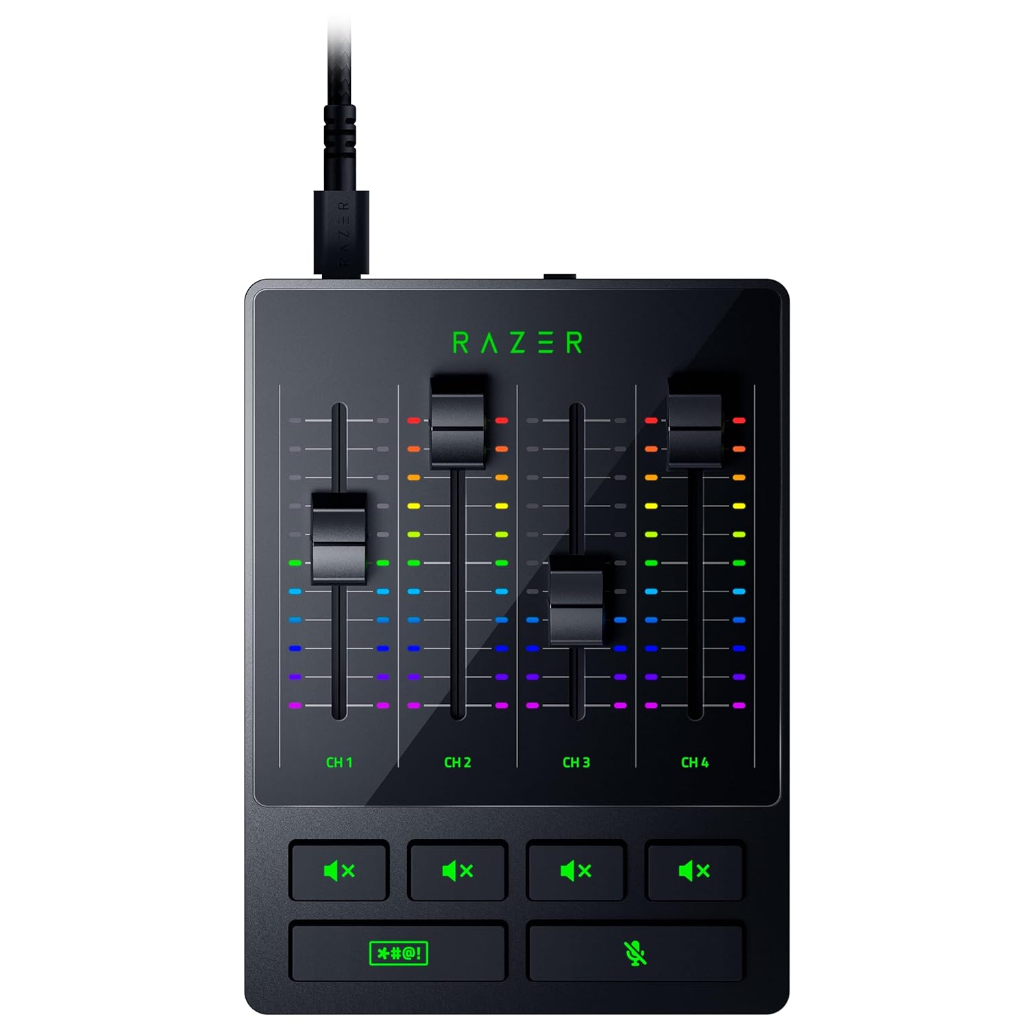 Razer Audio Mixer - - XLR, 3,5 mm ve optik girişe sahip USB ses arabirimi - Sessiz düğmeli 4 kanallı arabirim - Tak ve çalıştır | Siyah