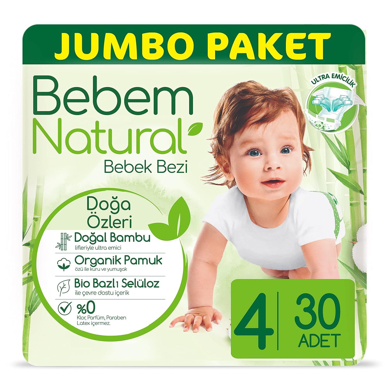 Bebem Natural Bebek Bezi 4 Beden Maxi 30 Adet