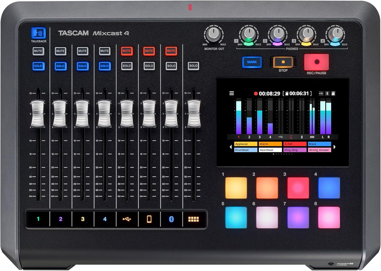 Tascam MIXCAST 4 Podcast Yayını için 4 Kanal Mikser & Kaydedici ve USB Ses Arabirimi