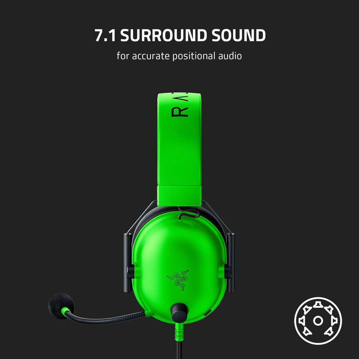 Razer BlackShark V2 X - Çok Platformlu Kablolu Espor Kulaklığı (Triforce 50 mm Sürücüler, Gelişmiş Pasif Gürültü Engelleme, 7.1 Çevresel Ses, Hyperclear Kardioid Mikrofon) Yeşil