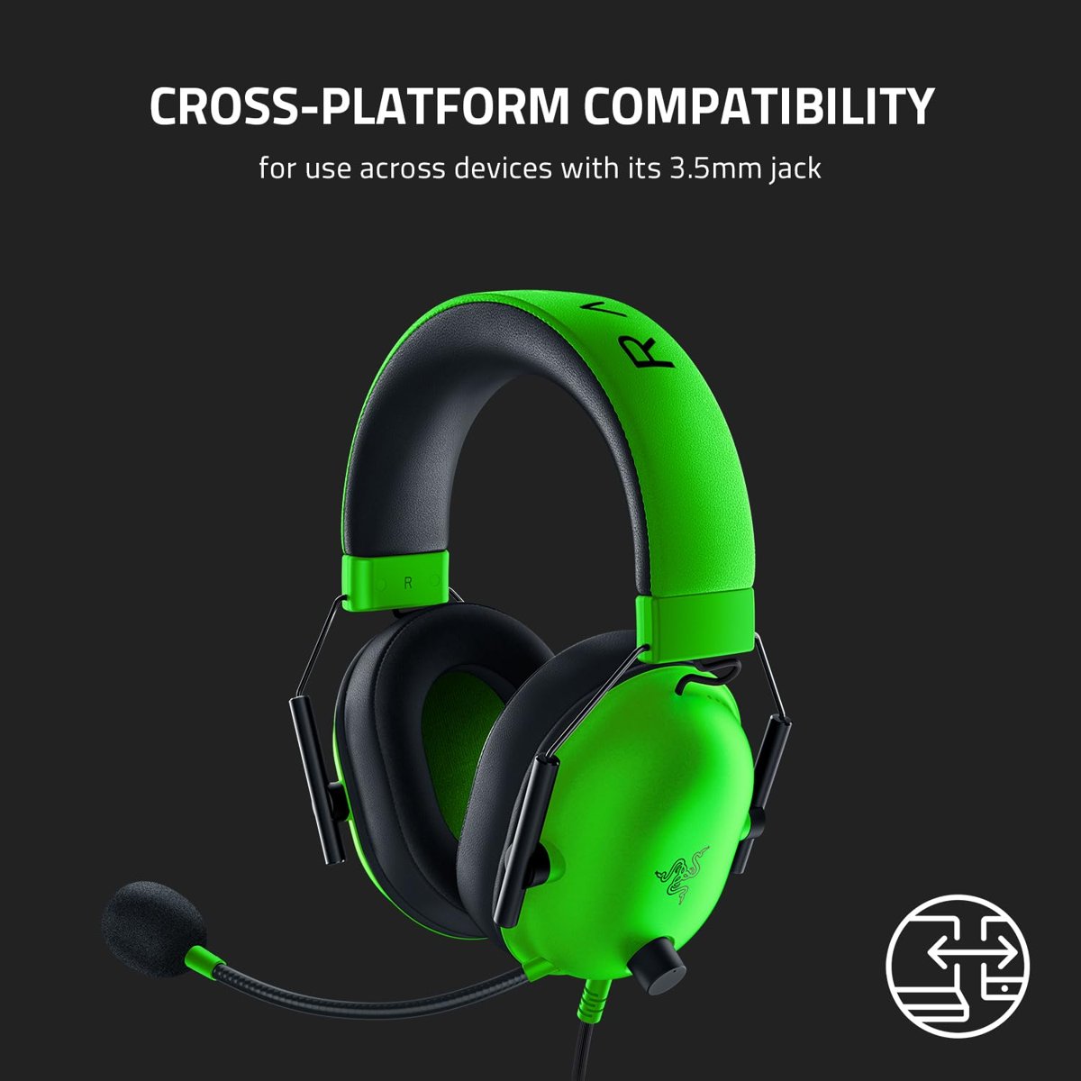 Razer BlackShark V2 X - Çok Platformlu Kablolu Espor Kulaklığı (Triforce 50 mm Sürücüler, Gelişmiş Pasif Gürültü Engelleme, 7.1 Çevresel Ses, Hyperclear Kardioid Mikrofon) Yeşil