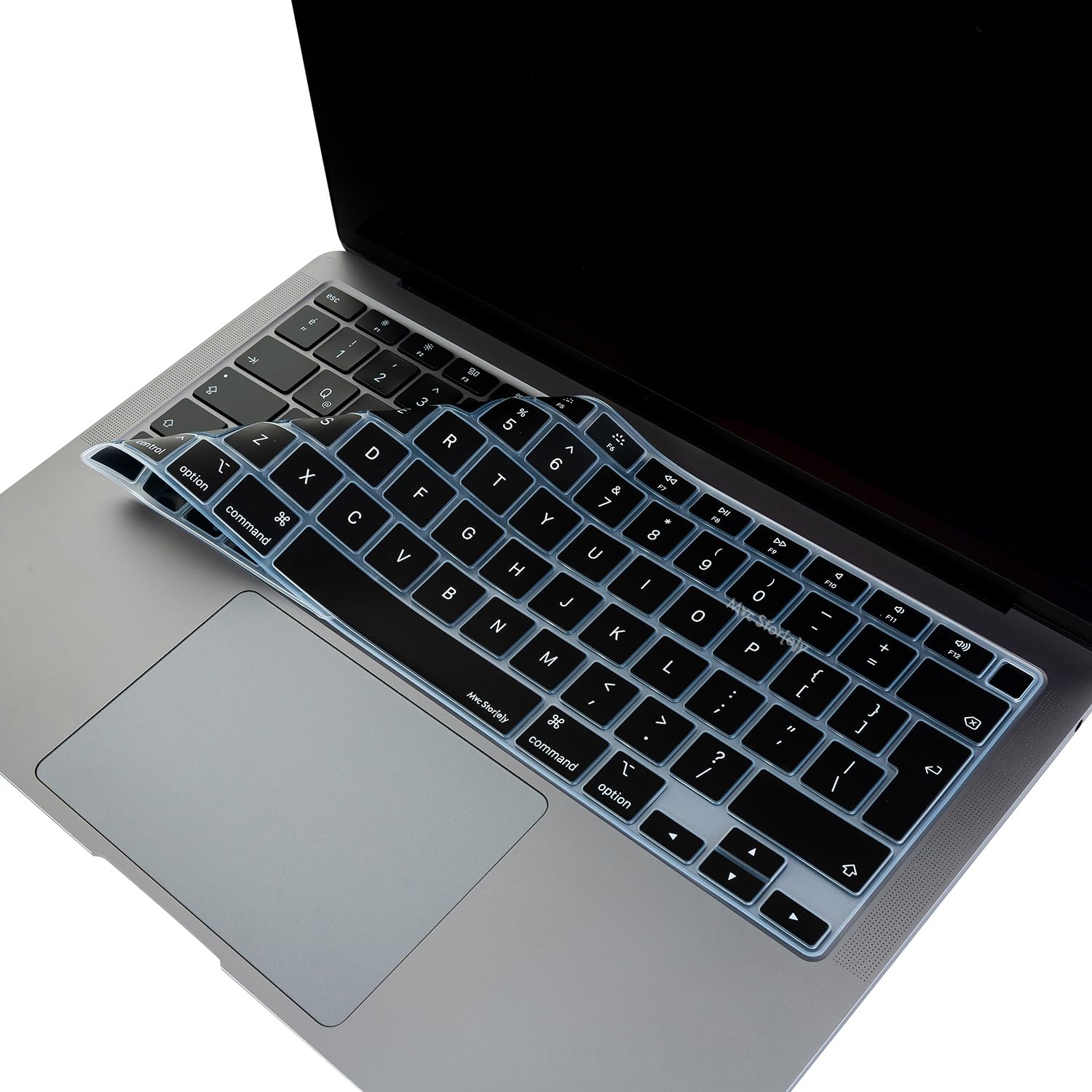 McStorey UK İngilizce Klavye Koruyucu MacBook Air A1932 A2179 A2337 M1 Uyumlu | Avrupa İngilizce ISO Ters L Enter | İnce Silikon Keyboard Cover Siyah Siyah