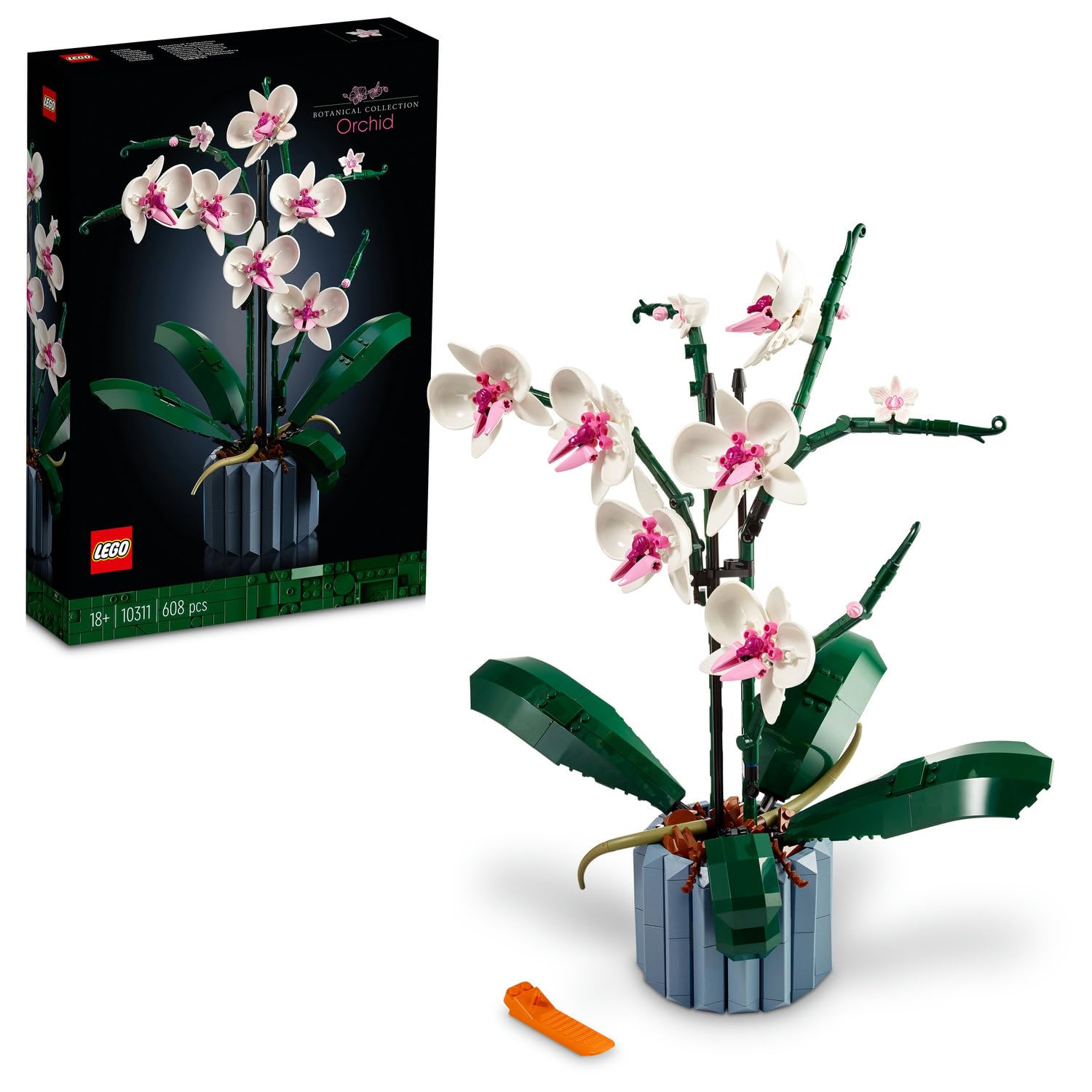 LEGO Botanicals Orkide 10311 – Yetişkinler için 5 Yaprak, 2 Kök ve Saksı İçeren Yaratıcı Dekoratif Yapay Bitki Modeli Yapım Seti, Kadınlar ve Erkekler için Sevgililer Günü Hediyesi Fikri (608 Parça)