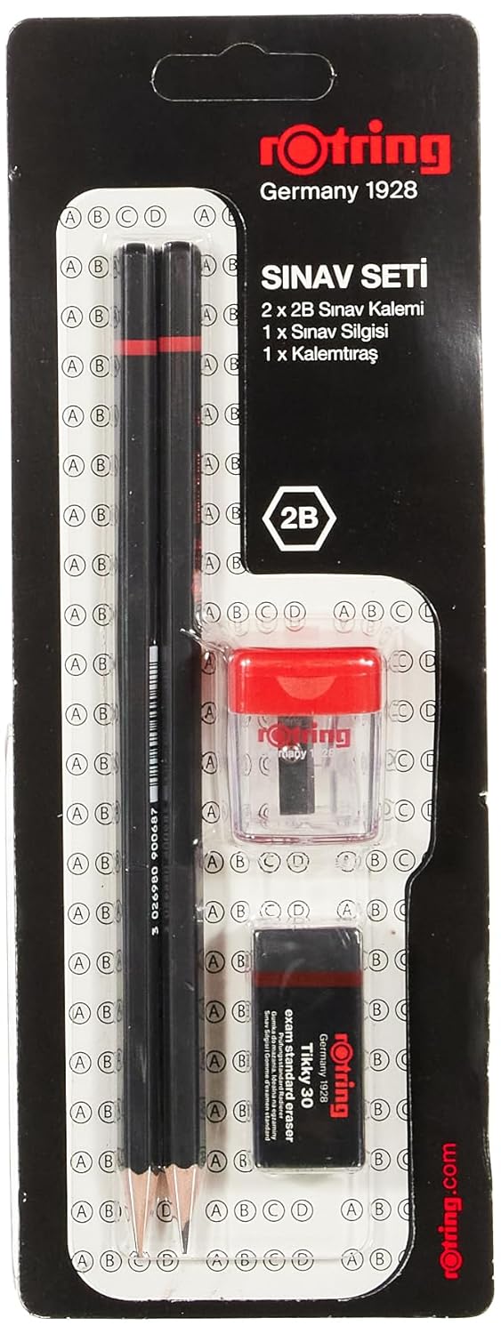 Rotring RO-2090068WK Sınav Seti - Sınav Kalemi, Silgi, Kalemtraş, Siyah
