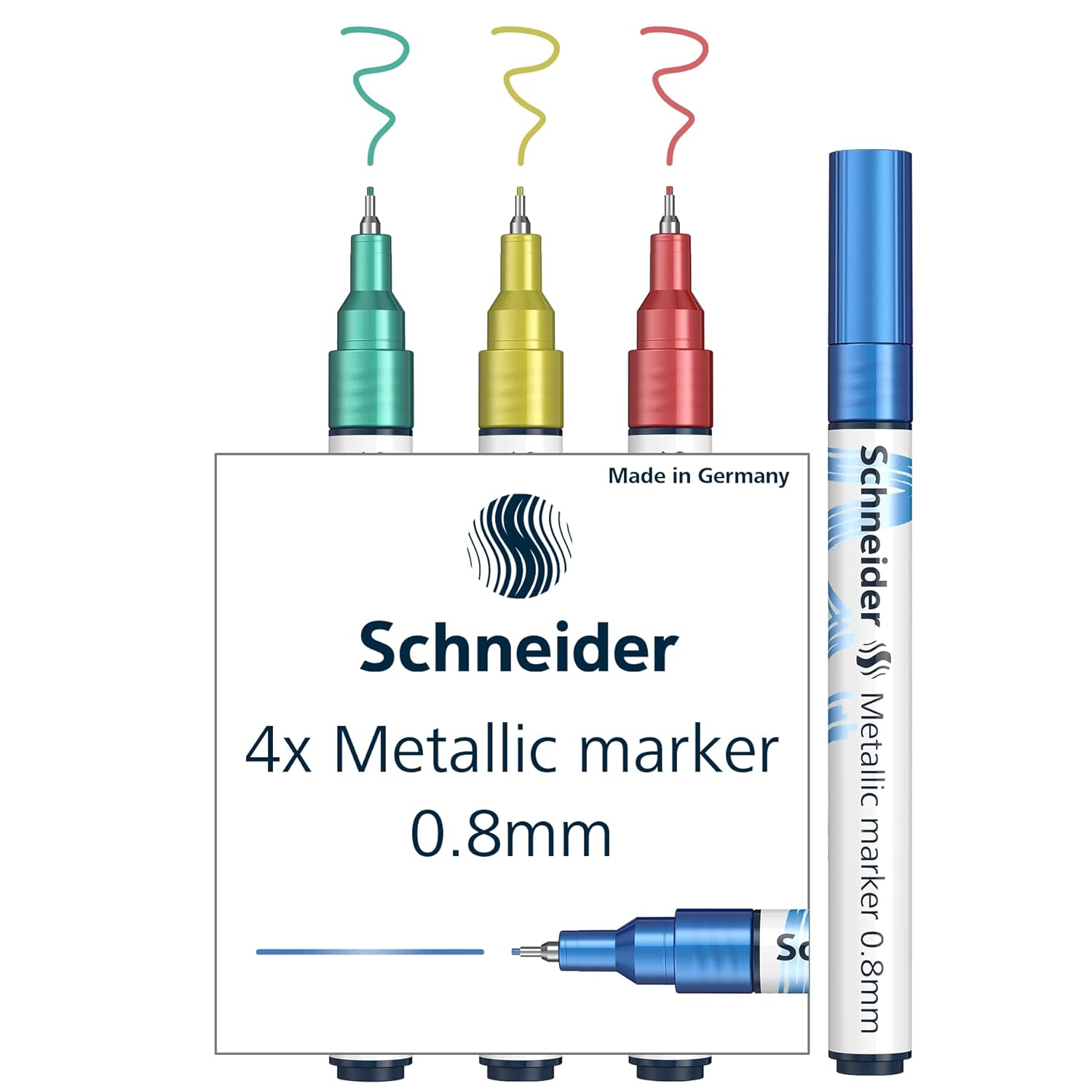 Schneider Paint-It Metalik İşaret 010 (Çizgi Kalınlığı 0,8 mm) 4'lü Set (Mavi, Yeşil, Kırmızı, Sarı)
