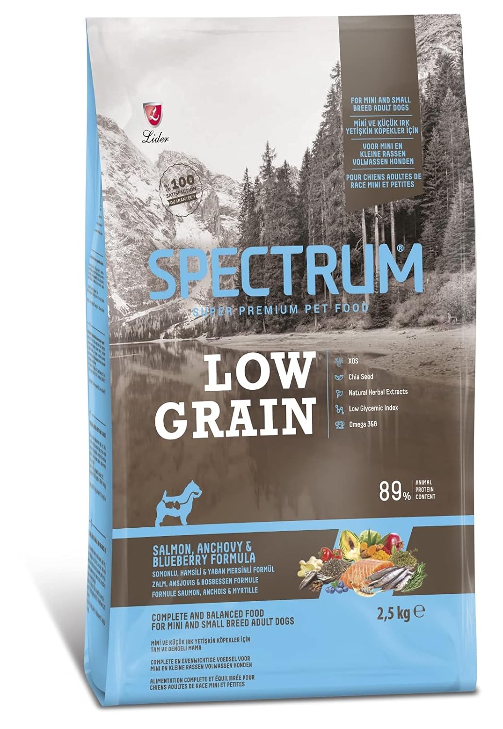 Spectrum Düşük Tahıllı Somonlu, Hamsili, Yaban Mersinli Küçük Irk Yetişkin Köpek Maması 2.5kg