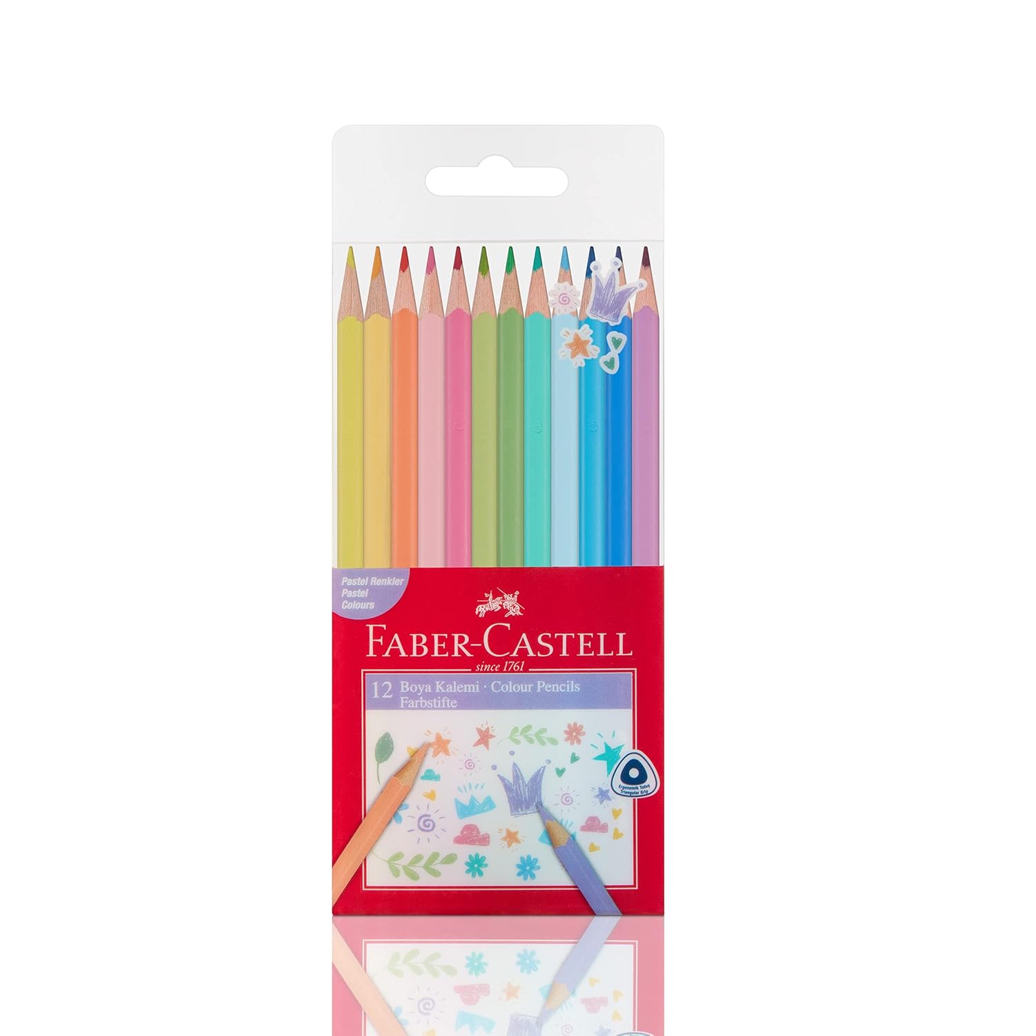 Faber-Castell Pastel Renkler Üçgen Boya Kalemi 12'li