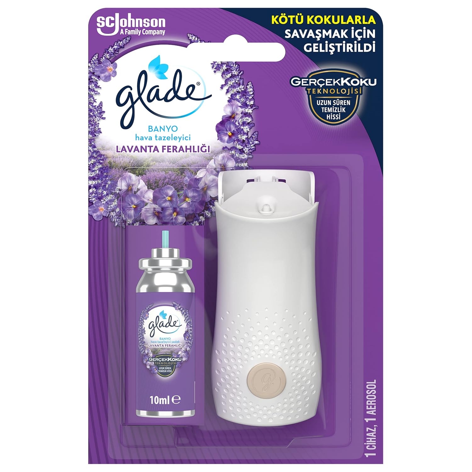 Glade Banyo Hava Tazeleyici Cihaz ve Yedek Lavanta Ferahlığı 10 ml