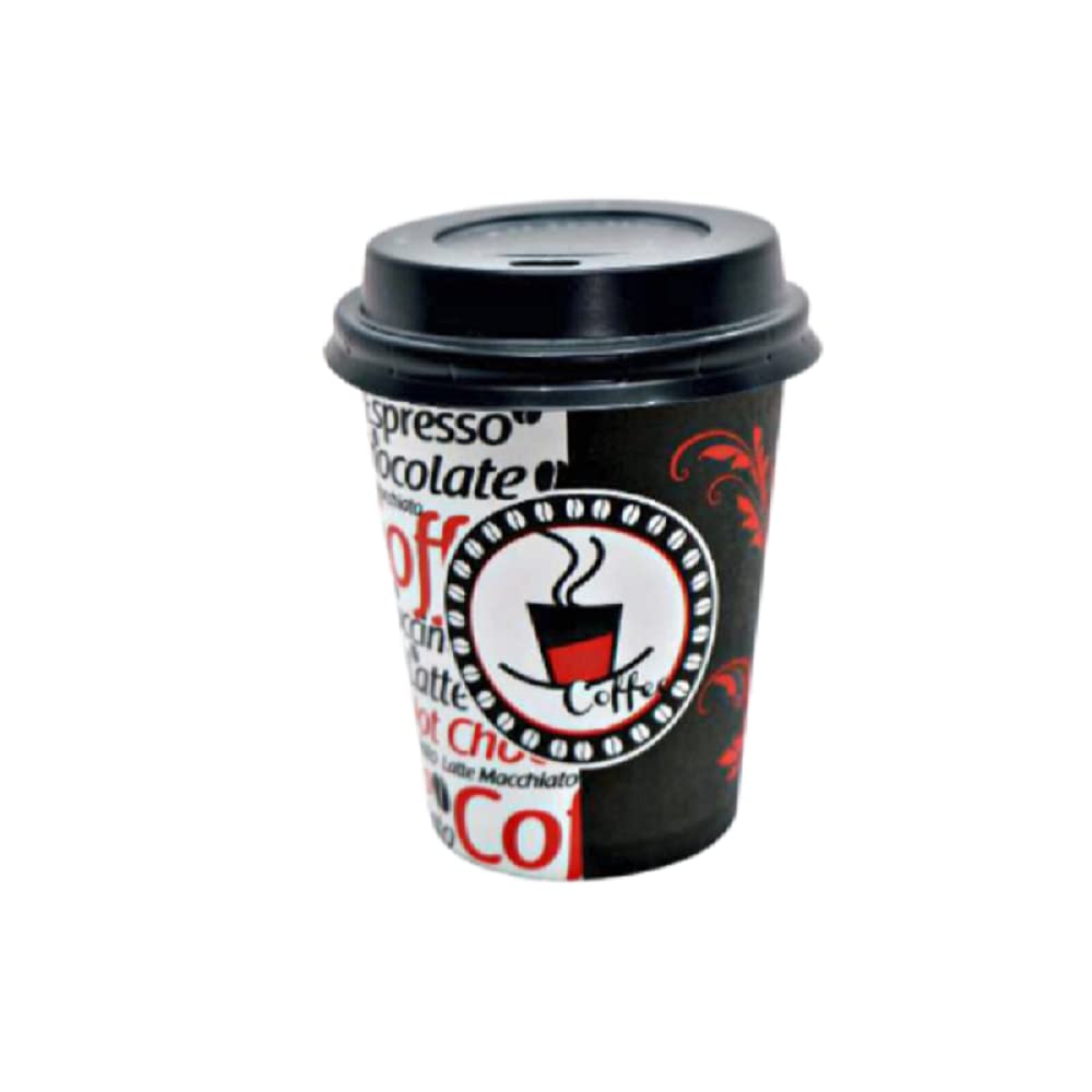 Aygün Excodi Cup - [ CUP ] 8 oz Kapaklı Karton Bardak - 250 ml - 100 Adet Kaliteli Otomat Bardağı, Sızdırmaz, El Yakmaz (KIRMIZI)