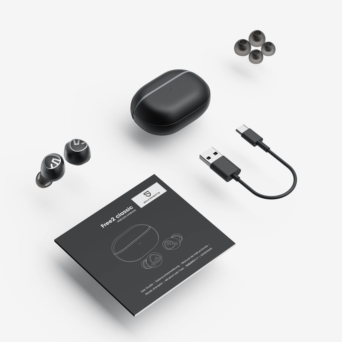 SoundPEATS Free2 Classic, Kablosuz Bluetooth V5.1 Kulaklık IPX5 Suya Dayanıklı Kulak İçi Bluetooth Kulaklık, Dahili Mikrofonlu, 30 Saat Çalma Süresi Siyah …
