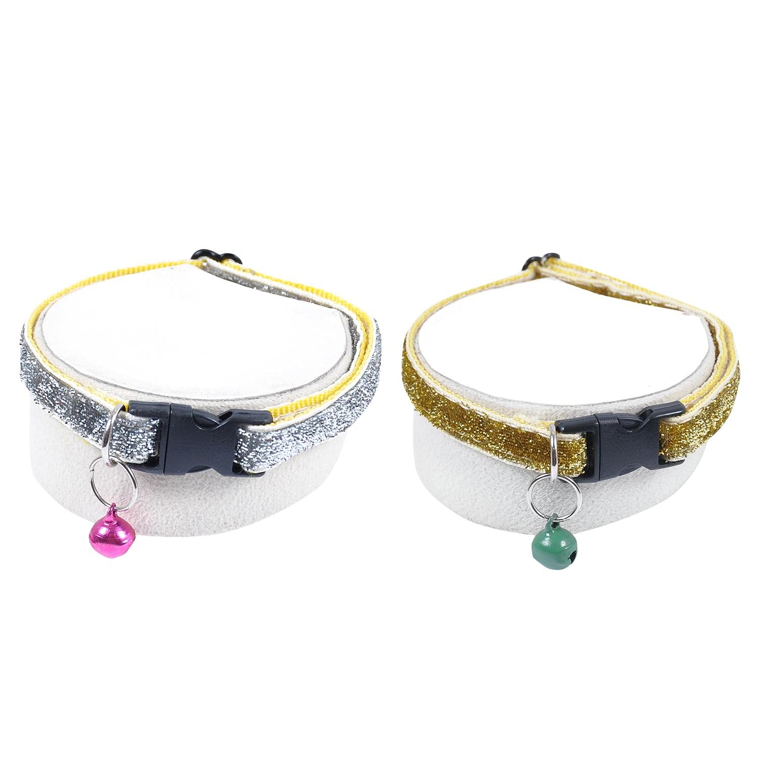 X-Perk Zilli Kedi Köpek Tasması Boyun Tasma Ayarlı 2'li Set