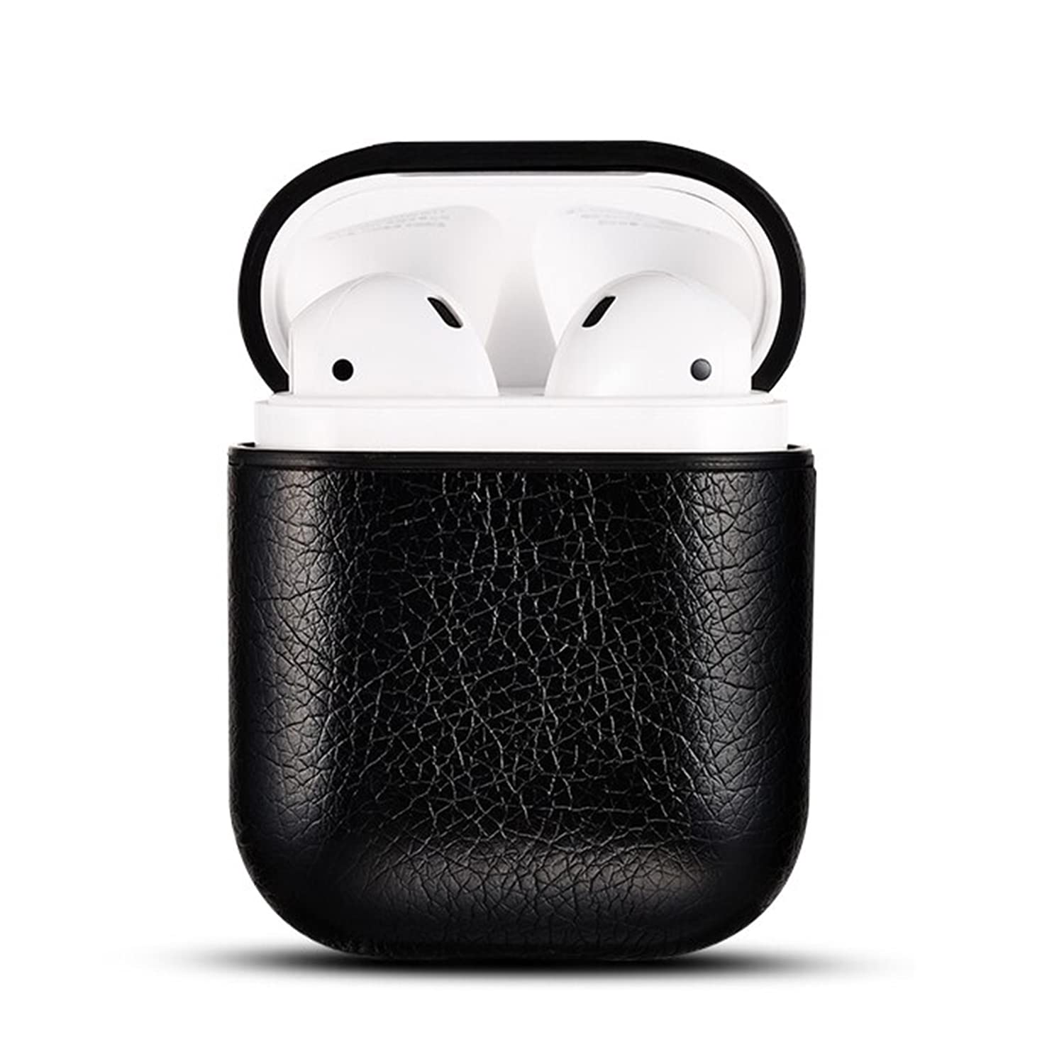 bause Apple Airpods 1/2 uyumlu Deri Kılıf - (Siyah)