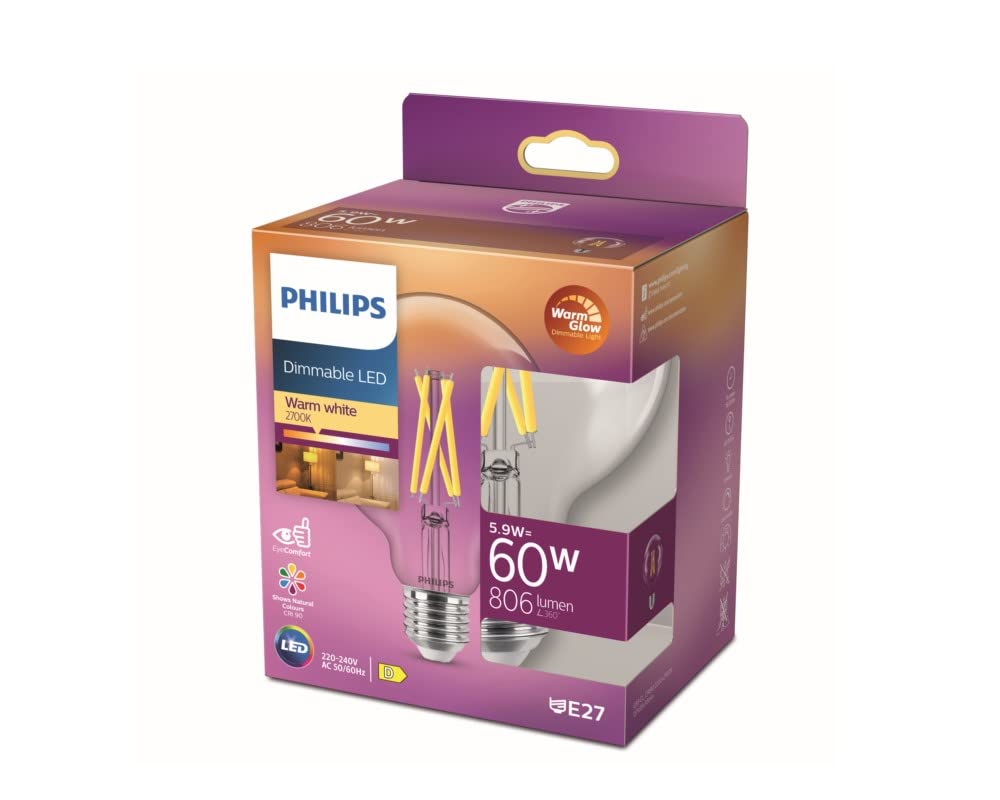 Philips LED Classic 60W G93 E27 Kısılabilir Filament Glob WGD90
