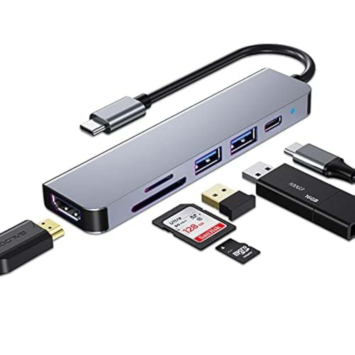 SZPACMATE USB C HUB, MacBook Pro ve Hava Aksesuarları için Çoklu Bağlantı Noktalı USB C Adaptörü, 4K HDMI, USB 3.0, SD/TF Kart Okuyucu, 100W PD Dizüstü Bilgisayar ve Diğer C Tipi Cihazlar için Uyumlu