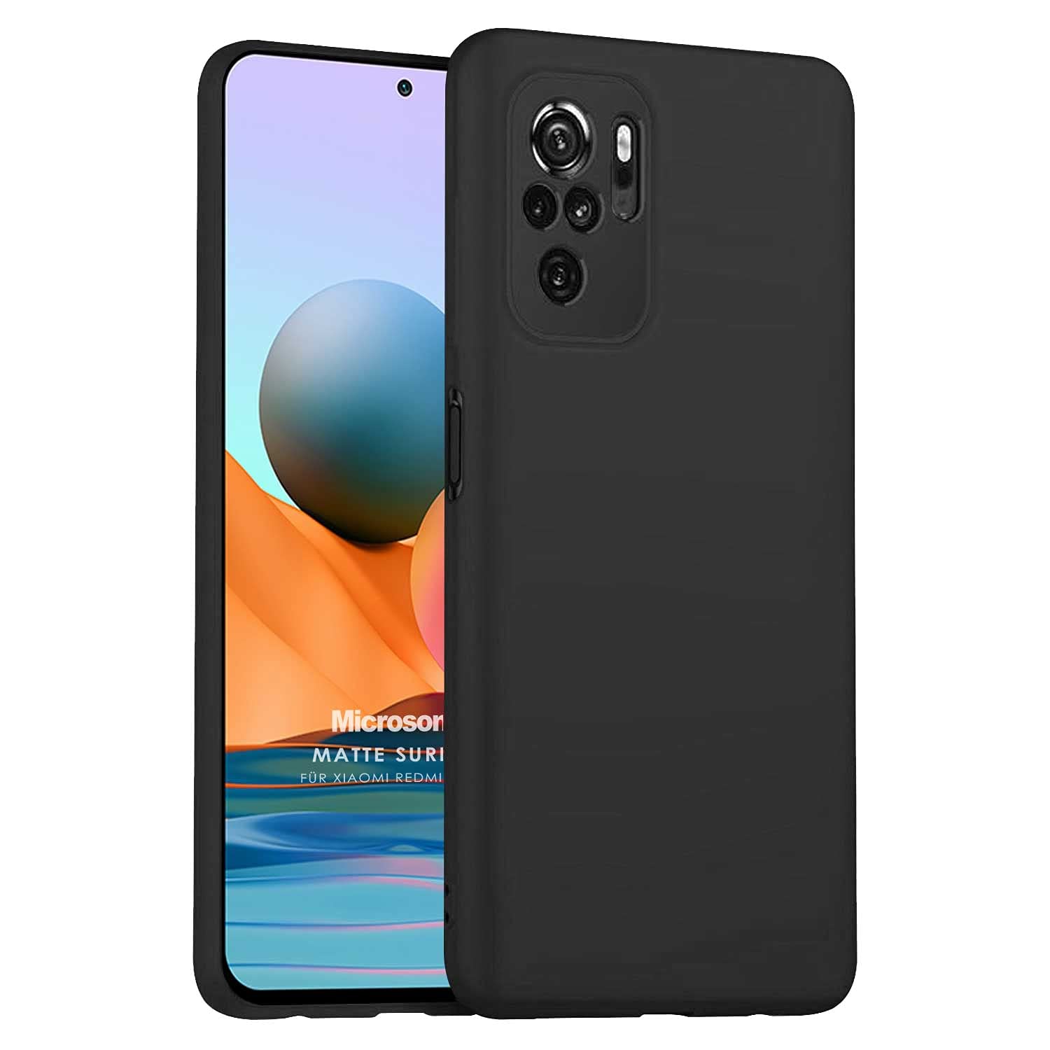 Microsonic Matte Silicone Xiaomi Redmi Note 10S için Kılıf Siyah [Redmi Note 10S ile Uyumlu Kılıf - Siyah]