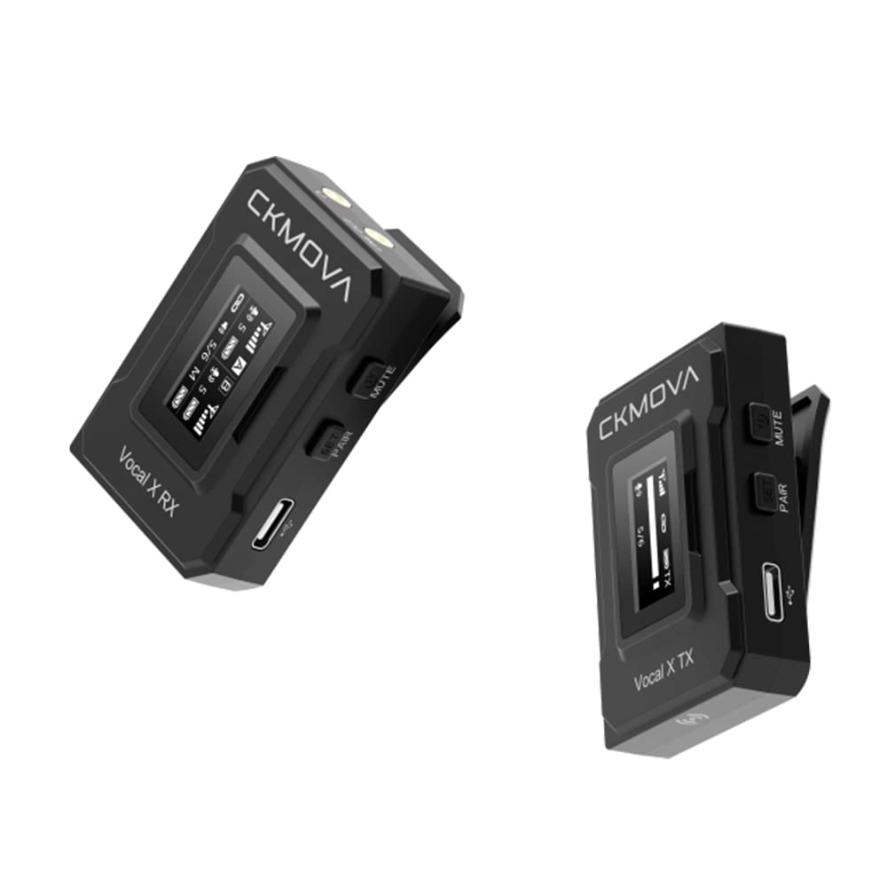 CKMOVA Vokal X V1 Ultra kompakt 2,4 GHz Çift Kanallı Kablosuz Telsiz Mikrofon Seti
