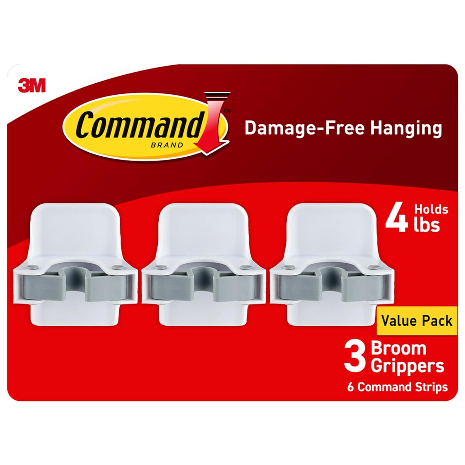 Command Süpürge Tutucu - Duvara Monte, 3 Askılı