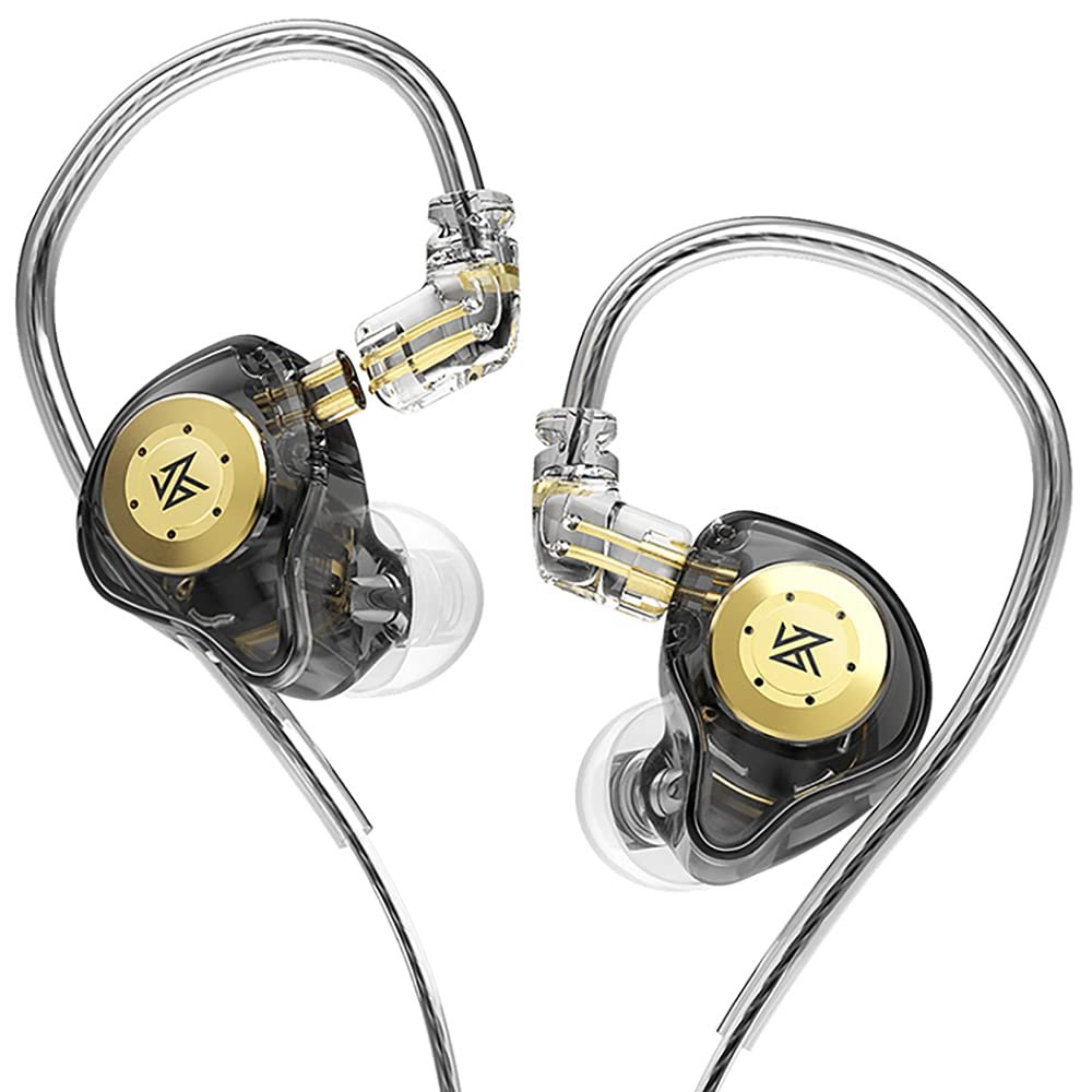 EDXPro KZ EDX kulak içi monitör, HiFi stereo sahne/stüdyo IEM gürültü yalıtımlı spor kulaklık/kulaklık/kulaklık/müzisyen odyofili için çıkarılabilir kablolu (mikrofonsuz, yarı saydam siyah)