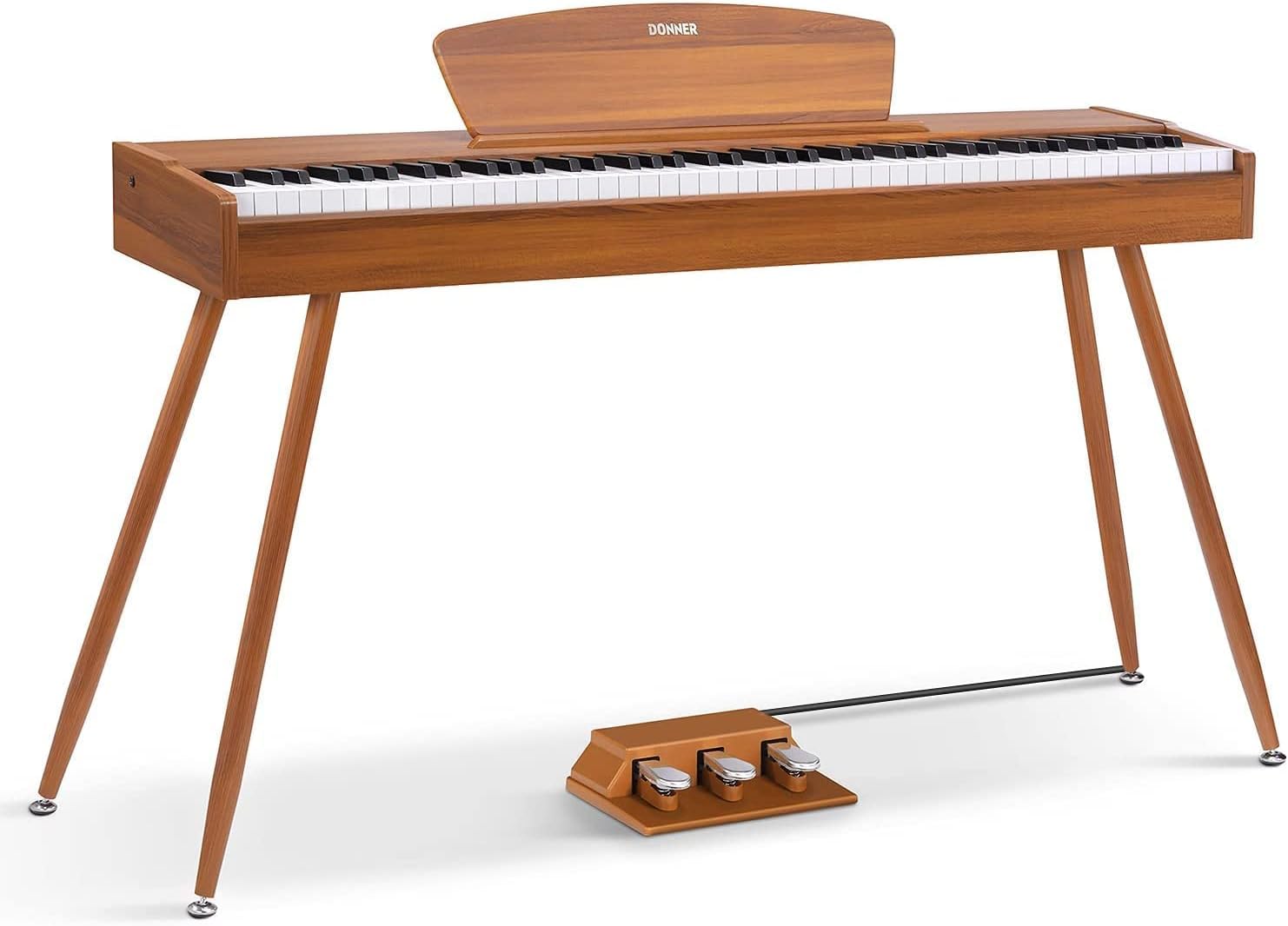 Donner DDP-80 E-Piyano 88 tuşlu ağırlıklı piyano, çekiç mekanizması II, ev dijital piyanoları ayaklı tam boy klavye, üç kat pedal, USB Midi ve kulaklık bağlantısı