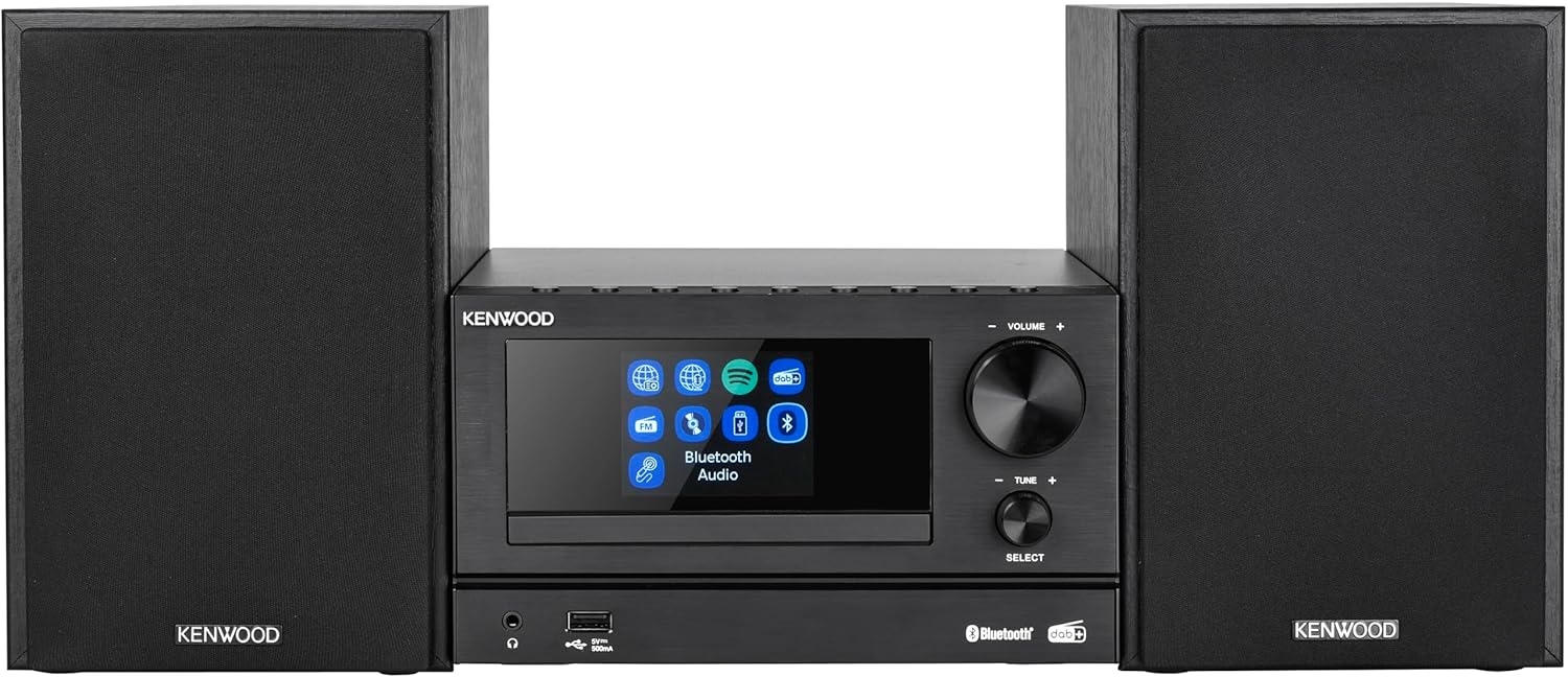 Kenwood M-7000S-B mikro stereo sistemi, siyah, Bluetooth, USB, CD ve radyo Dab+ veya FM ile