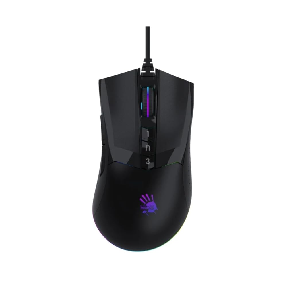 Bloody W90 MAX S.Black 10.000 CPI Optik RGB-Ultra Core 3&4 Aktif Gamer (Oyuncu) Mouse, Siyah