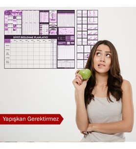 DİYET  BESLENME  EGZERSİZ STATİK AKILLI KAĞIT YAZI TAHTASI (3'Ü BİR ARADA SİLGİLİ KALEM HEDİYELİ