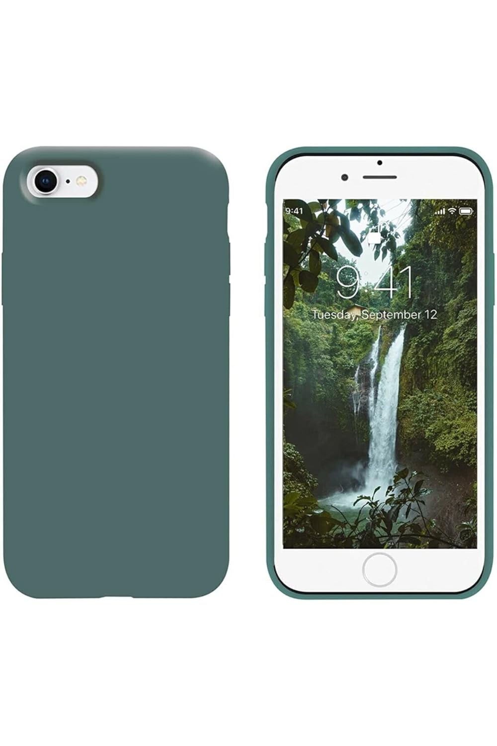 Sosyal Fayda Apple Iphone 7 / 8 SE Içi Kadife Lansman Silikon Kılıf Şok Emici Full Kasa Koruma Sağlayan Kılıf - Liquid Silicone Case Compatible with iPhone 7 / 8 Gel Rubber Full Body Protection Cover Case Drop Protection Case (Yeşil)