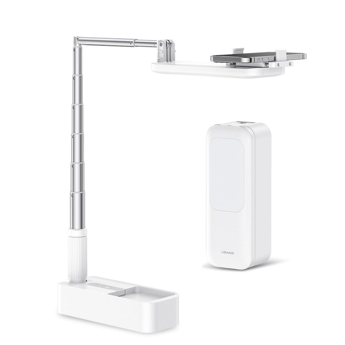 Usams US-ZB209 Online Ders ve Yayın için Ledli,Monopodlu,Kumandalı,Şarjlı Taşınabilir Telefon Standı