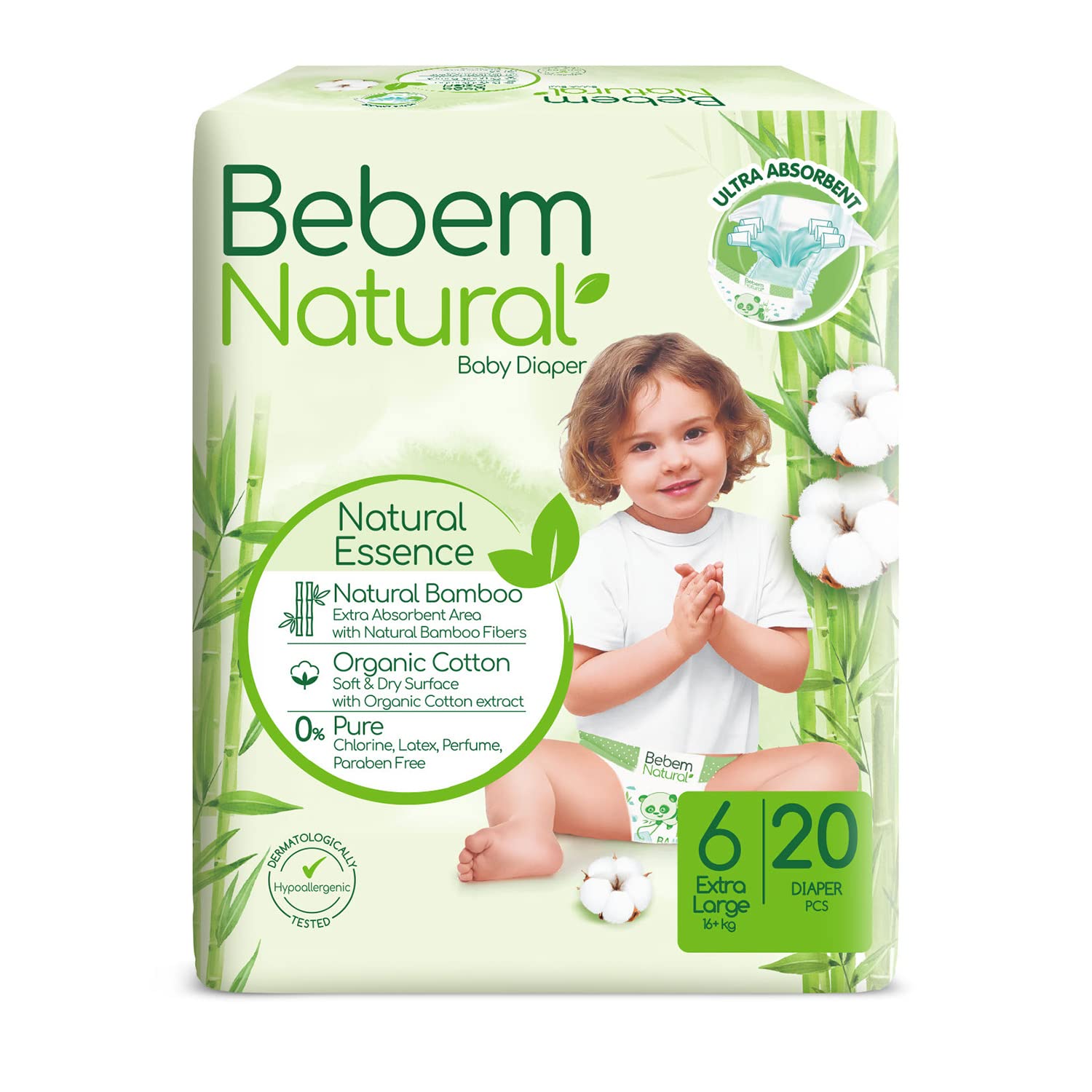 Bebem Natural 6 Beden Xlarge Bebek Bezi (1 x 20 Adet)
