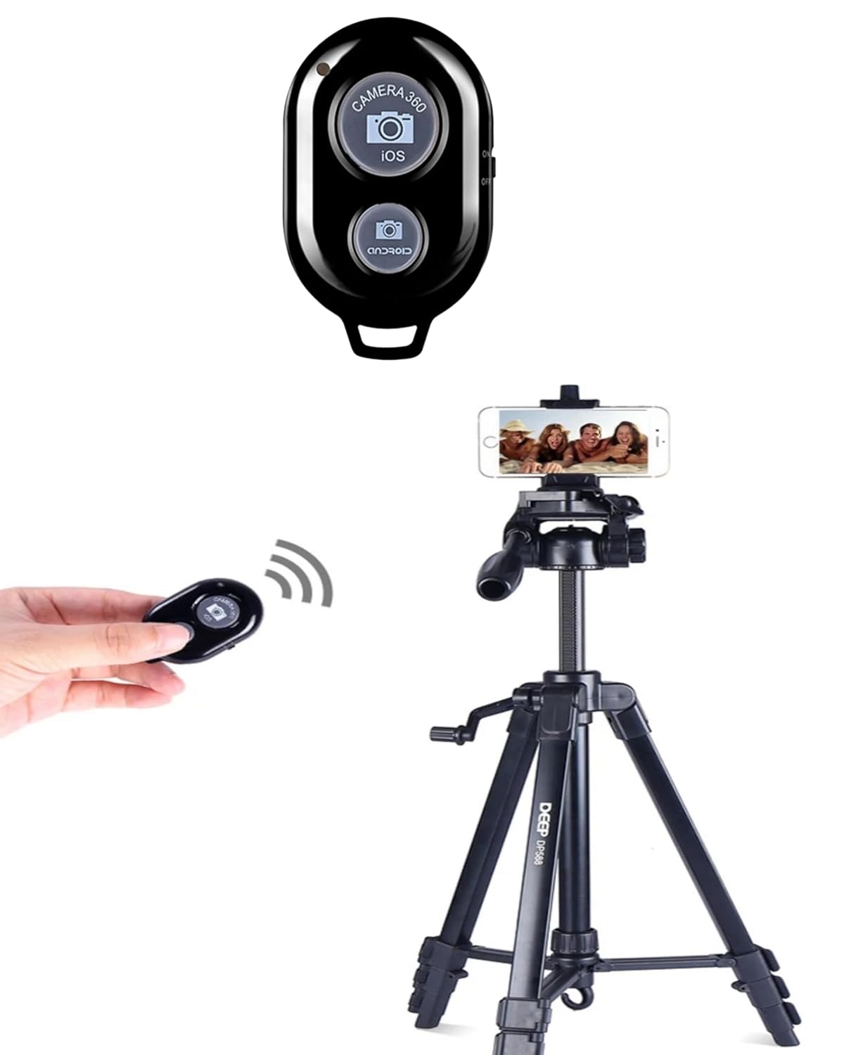 Kyrotech Bluetooth Uzaktan Kumanda Pilli Tüm Telefonlara Uyumlu Video Selfie Ve Fotoğraf Çekme Siyah