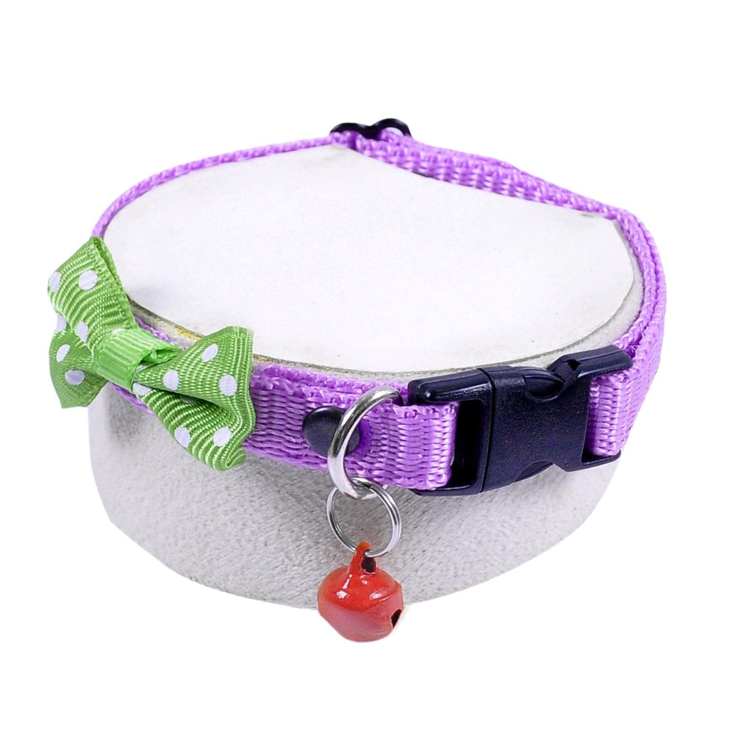 X-Perk Papyonlu Zilli Kedi Köpek Tasması Mor Renk Boyun Tasma Ayarlı