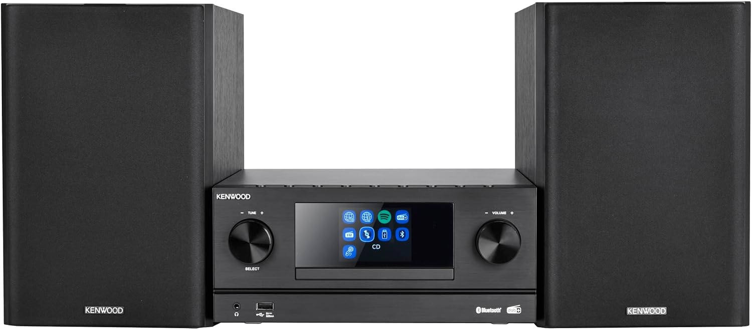 Kenwood M-9000S-B - İnternet Radyosu, DAB+, CD/USB ve Ses Akışlı Akıllı Mikro Hi-Fi Sistemi, Renkli Siyah