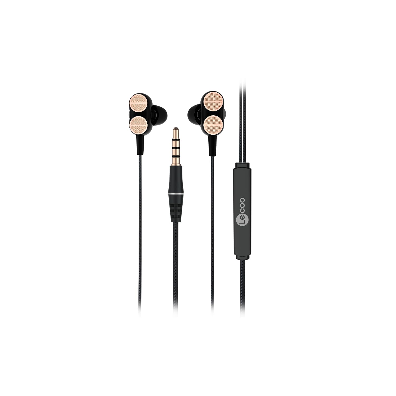 Lecoo EH102 Kablolu 3.5mm Jacklı Mikrofonlu Kulak İçi Kulaklık - Çift Sürücülü, Sağlam Kablo Yapısı,