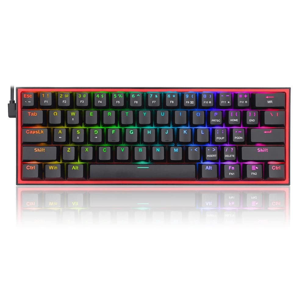 Redragon K617-RGB 16,8 Milyon RGB Aydınlatma, Red Switch Fizz%60 Q Türkçe Kablolu Mekanik Oyuncu Klavyesi Siyah