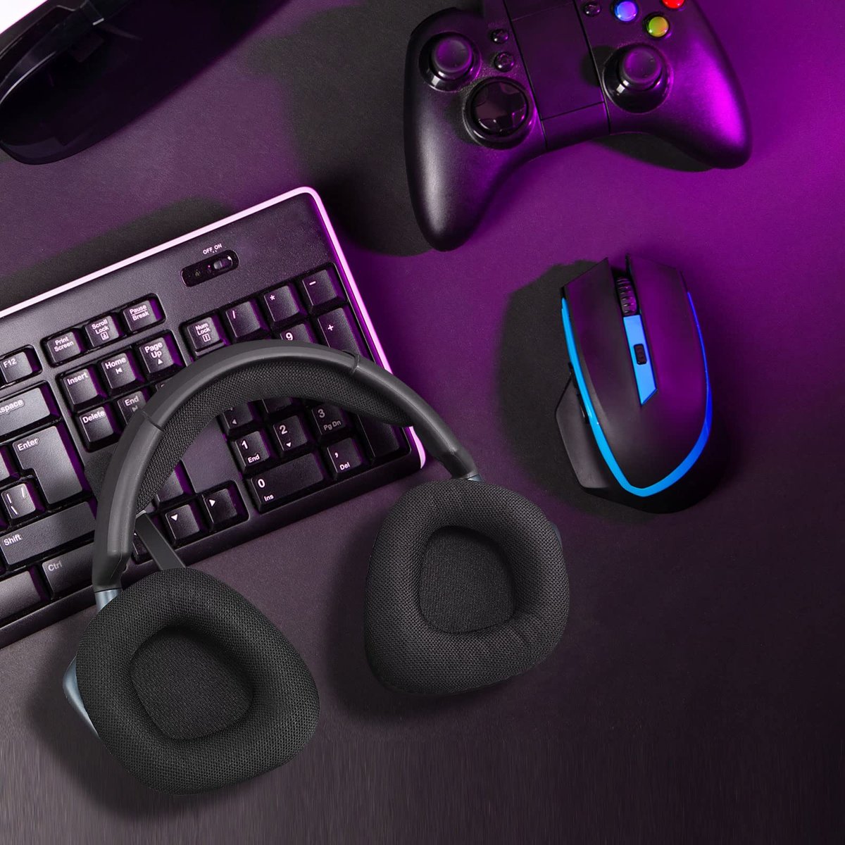 Corsair Void & Corsair Void PRO RGB Kablolu/Kablosuz Oyun Kulaklıkları için Yedek Kulak Pedleri Minderleri Siyah Ağ Kumaşlı, Hafızalı Köpük