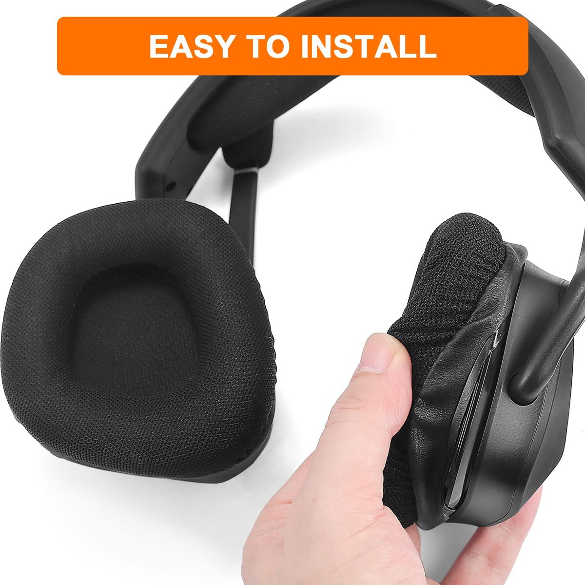 Corsair Void & Corsair Void PRO RGB Kablolu/Kablosuz Oyun Kulaklıkları için Yedek Kulak Pedleri Minderleri Siyah Ağ Kumaşlı, Hafızalı Köpük