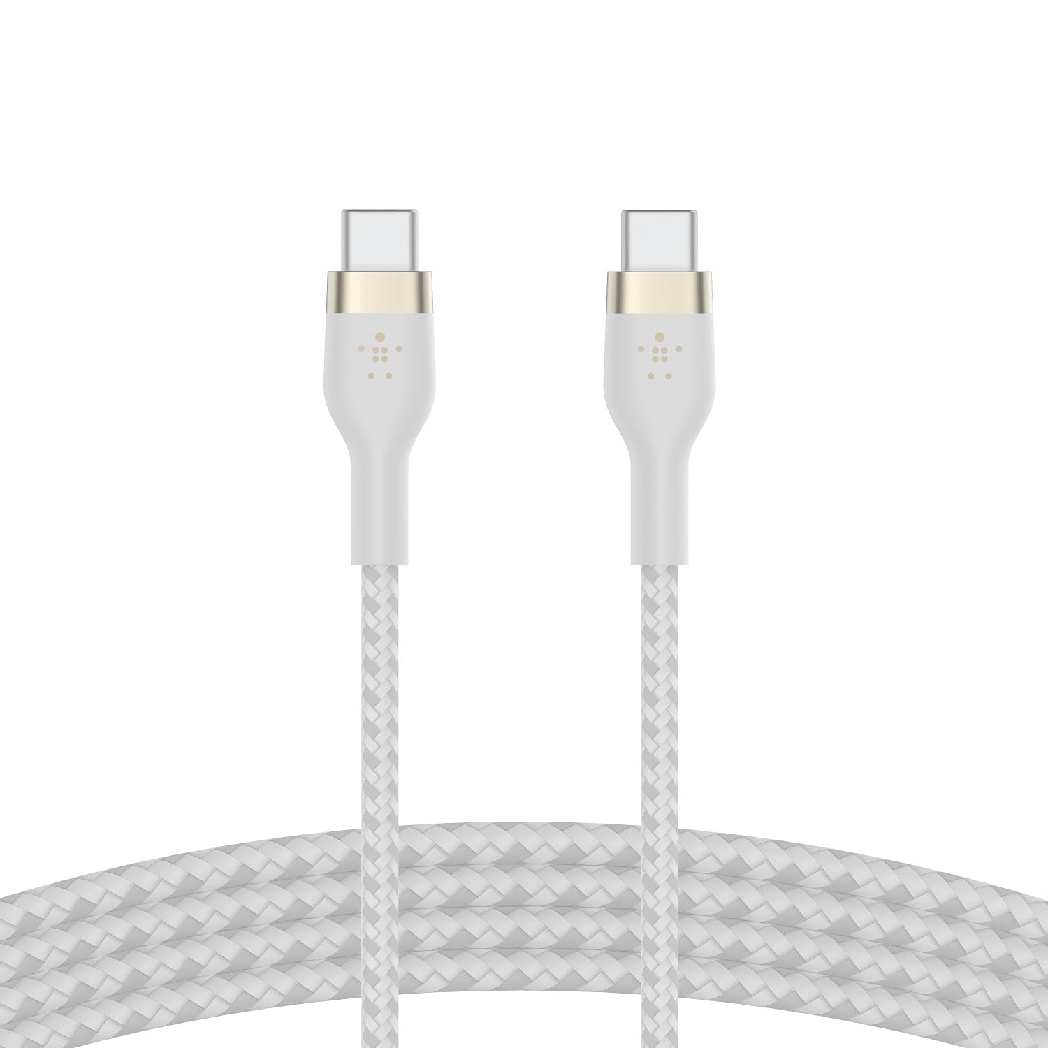 Belkin BoostCharge Pro Flex Örgülü USB C Tipi - C Kablosu (1M/6,6FT), USB-IF Sertifikalı Güç Dağıtımı PD Hızlı Şarj Kablosu - Beyaz
