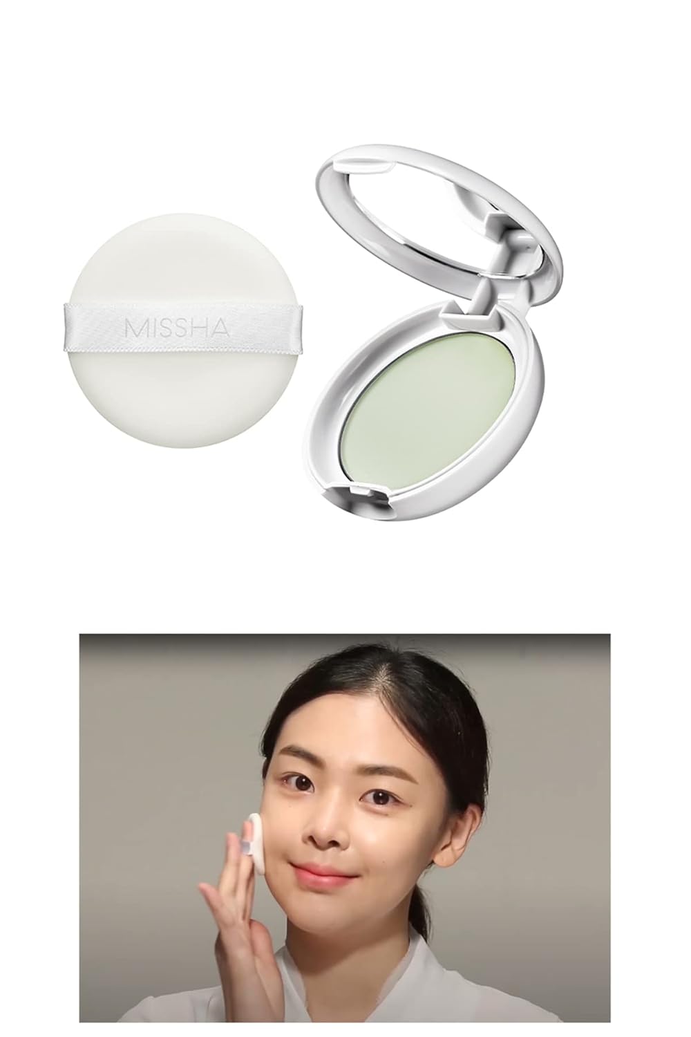 MISSHA Kızarık Görünümü Azaltarak Makyajı Sabitleyen Ultra Hafif Pudra Airy Pot Pressed Powder (Mint)