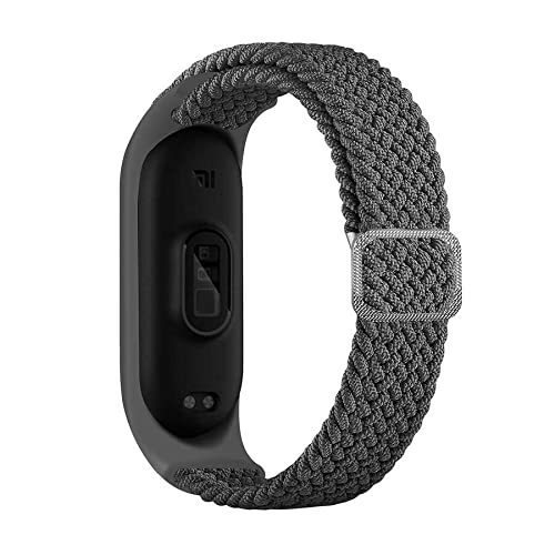 Coverzone Xiaomi Mi Band 6 ile Uyumlu Mixed Hasır Örme Sağlam , Esnek Örgülü Naylon Malzeme Ayarlanabilir Kordon Metal Tokalı Şık Tasarım Kordon Kayış, Gri