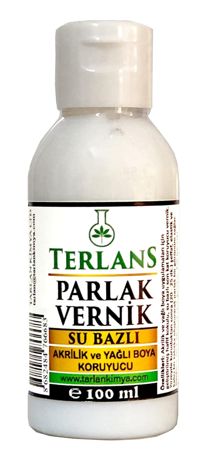 Terlans Su Bazlı Parlak Vernik | 100 ml | Akrilik ve Yağlı Boya Koruyucu