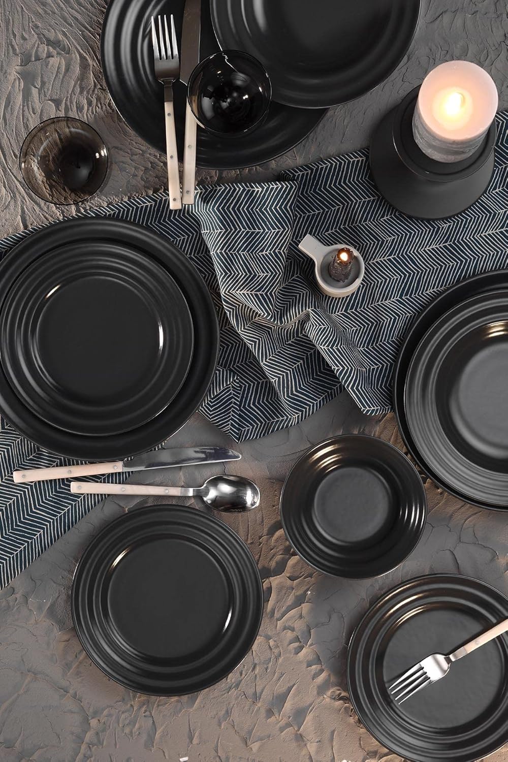 Kütahya Porselen Pearl Tuvana 6 Kişilik 24 Parça Yemek Takımı Antrasit