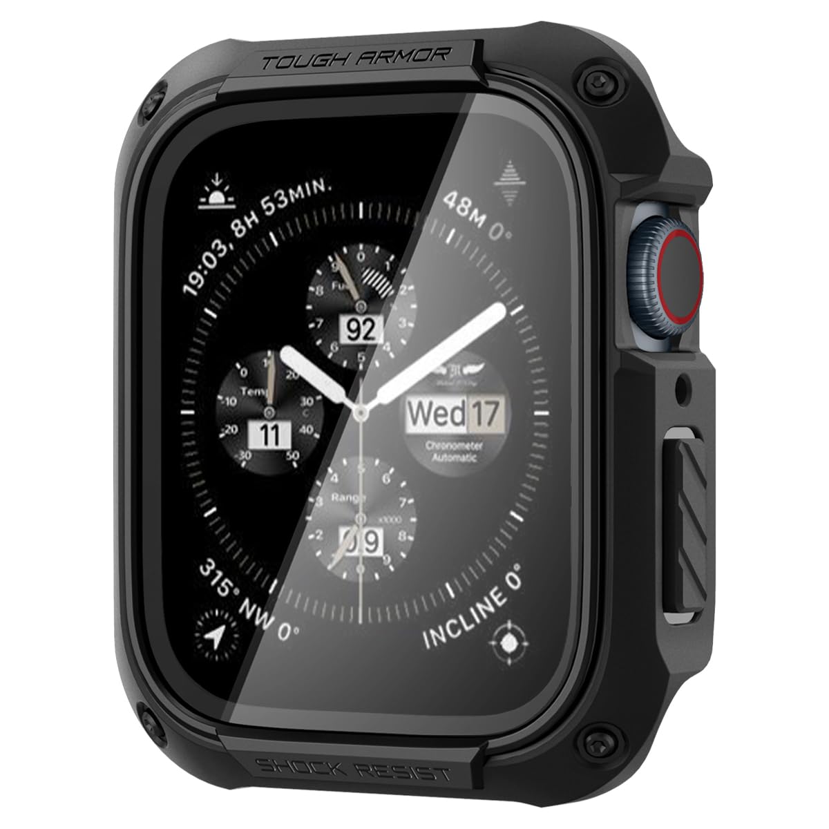 Spigen Apple Watch 41mm (Seri 9/8/7) ile uyumlu Kılıf Tough Armor Black - ACS04191
