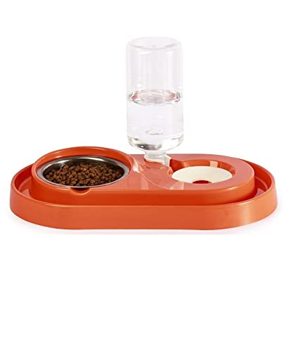 Miapet Hazneli Kedi-Köpek Mama Ve Su Kabı Seti 1000ml Turuncu