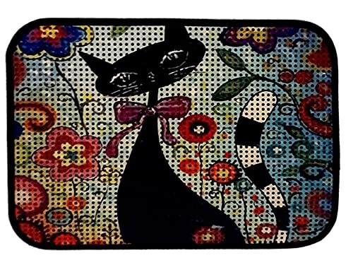 Miapet Elekli Desenli Kedi Tuvalet Önü Paspası 60 x 45 cm Çiçekler