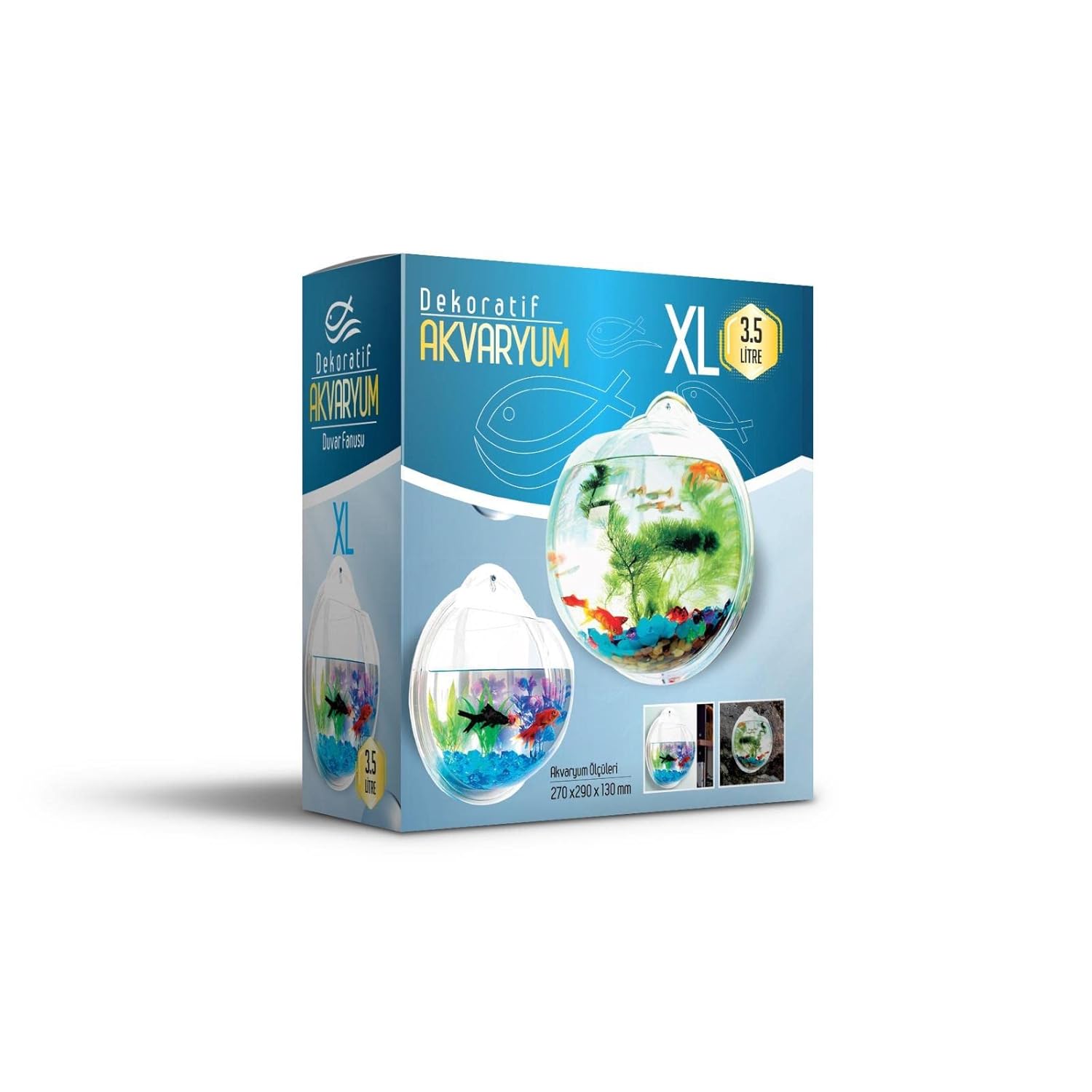 Miapet Dekoratif Duvar Akvaryumu XLarge 3,5 Litre 29 Cm