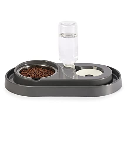 Miapet Hazneli Kedi-Köpek Mama Ve Su Kabı Seti 500ml Gri