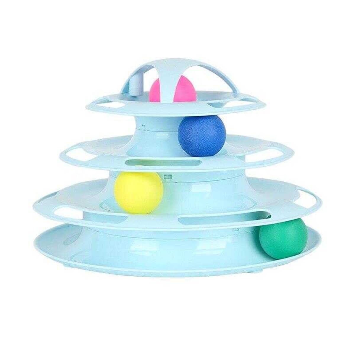 Miapet Tower of Tracks 4 Katlı Yuvarlak Kedi Oyuncağı 24 x 13 Cm Turkuaz